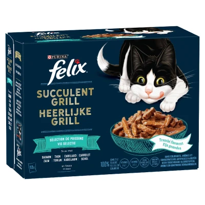 Afbeelding van 12x80g Smaakvariatie uit het Water Felix Heerlijke Reepjes Kattenvoer