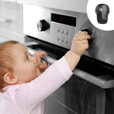 Afbeelding van Moonybaby Babyveiligheidsslot voor oven, kinderbeveiliging ovenslot, eenvoudig te installeren, sterke 3M lijm, kinderbeveiligingsslot peuters, hittebestendig materiaal (1 pak/zwart)