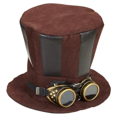 Afbeelding van W WIDMANN MILANO Party Fashion 60813 Cilinder Steampunk, met bril, bruin, hoed, hoofdtooi, accessoire, themafeest, carnaval