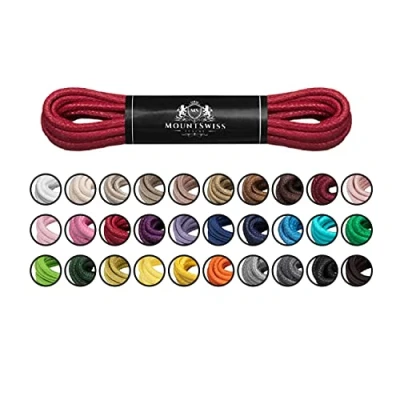 Afbeelding van Mount Swiss Luxe schoenveters, waterafstotende en scheurvaste veters, rond, diameter 2 3 mm, van fijn katoen/gewaxt, kleur: rood, lengte: 45 cm
