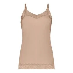 Afbeelding van ten Cate Secrets naadloos hemd met kant middenbeige