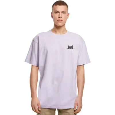 Afbeelding van Merchcode Halloween CAT TEE Tshirt print, Heren, Maat: Small, Lilac