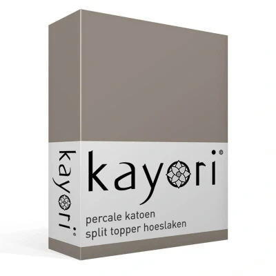 Afbeelding van Split Topper Hoeslaken Kayori Shizu Taupe (Percal) 160 x 210 cm