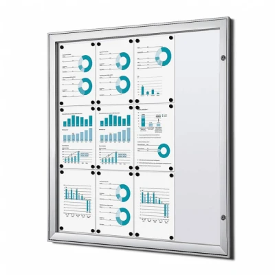 Afbeelding van Vergrendelbaar Notitiebord Indoor B1 Brandwerend Zilver 12x A4
