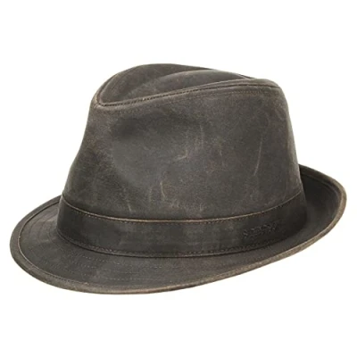 Afbeelding van Stetson Odessa Trilby Stoffen Hoed Heren Oilskin trendy met voering paspelrand voor Zomer/Winter XL (60 61 cm) bruin