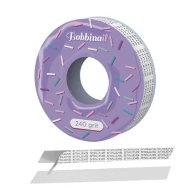 Afbeelding van STALEKS Pro Bobbinail Wegwerpvijl, wit, zelfklevend, op rol expert, voor donut vijldispenser, 6 m, korrel 240