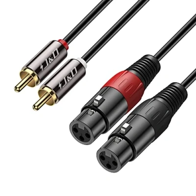 Afbeelding van J&amp;D 2 RCA naar XLR kabel, PVC omhulde Ongebalanceerde Dual Female Male HiFi Audio Stereo verbindingskabel voor Luidspreker Condensatormicrofoon Mixer AMP, 4.5 Meter