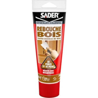Afbeelding van Sader Houtvuller van pasta, vulmiddel voor buiten en binnen, het vullen gaten scheuren tot 1 cm, houtpasta zonder oplosmiddel, houtkleur, tube 330 g