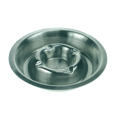 Afbeelding van Asbak metaal verchroomd 160mm RVS stapelbaar