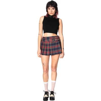 Afbeelding van Banned Darkdoll Korte rok XL Blauw/Rood