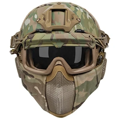Afbeelding van OneTigris Airsoft helm, Mich 2000 paintball helm met masker en veiligheidsbril voor airsoft,