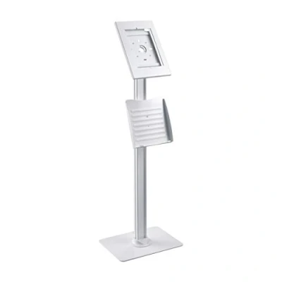 Afbeelding van PureMounts PDS 5921 standaard met brochurehouder en afsluitbare stalen behuizing voor tablets Apple iPad 9.7&quot; / 10.2&quot; Pro 10.5&quot; Air (Gen 3) Samsung Tab A 10.1&quot; 2019, wit