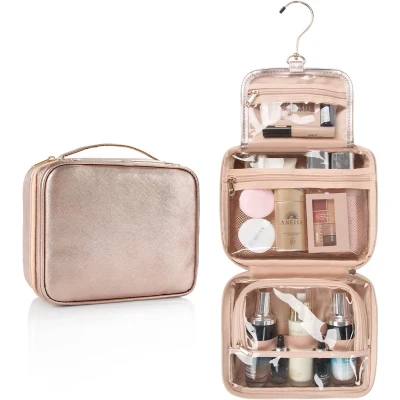Afbeelding van Ibenzoa® Ruime Hangende Makeuptas voor Reizen Drie Vakken, Waterdicht, 360 Draai