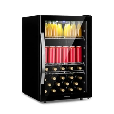 Afbeelding van Klarstein Beersafe 5XL Koelkast Drankkoelkast Volume: 148 Liter 3 Metalen inlegplateaus Per graad instelbare binnentemperatuur van 0 tot 20 C Dubbel geïsoleerde glazen deur Vrijstaand LED Front RVS Onyx