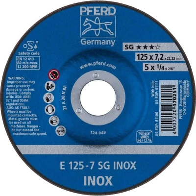 Afbeelding van Afbraamschijf Gebogen 125 Mm 22.23 Pferd Sg Inox 62212623 10 Stuks