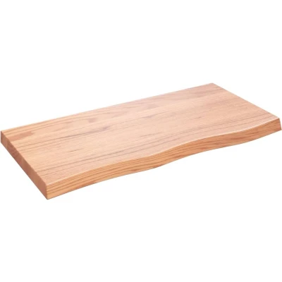 Afbeelding van Wastafelblad 100x50x6 behandeld massief hout lichtbruin