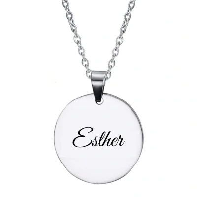 Afbeelding van Ketting RVS Met Naam Gravering Esther Zilver Rond