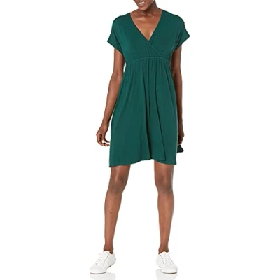 Afbeelding van Amazon Essentials Women&#039;s Jurk in surplice model (verkrijgbaar grote maten), Jadegroen, XS