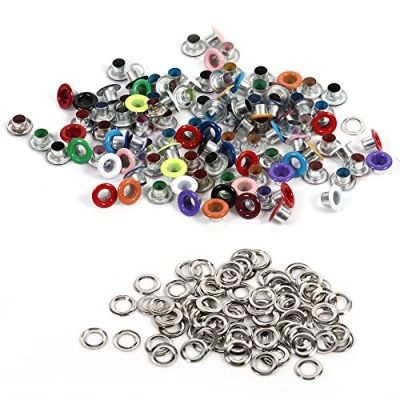 Afbeelding van Metalen oogjes, set van 4 mm, oogjes met schijven voor doe het zelf leer, kleding, schoenen, riem, handwerk, 100 stuks (kleurig)