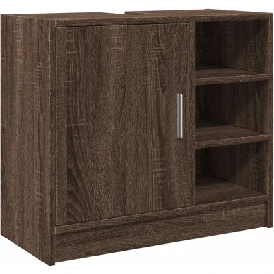 Afbeelding van Wastafelkast 63x29x55 cm bewerkt hout bruin eikenkleurigig