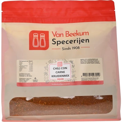 Afbeelding van Van Beekum Specerijen Chili Con Carne Kruidenmix 1 kilo (hersluitbare stazak)