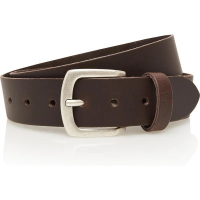 Afbeelding van Timbelt 4cm echt lederen bruine riem heren / dames bruin jeansriem Riemmaat 85 cm Totale lengte 100
