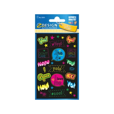 Afbeelding van Neon etiket Z design Kids teksten pakje a 1 vel