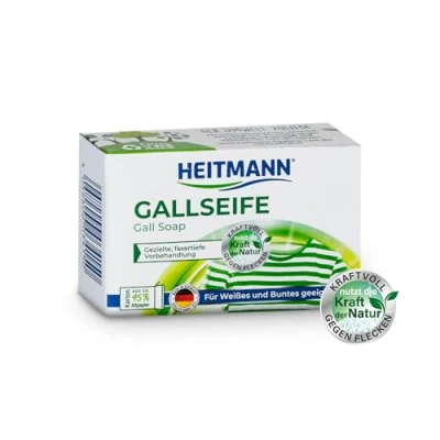 Afbeelding van Heitmann Gallzeep: huismiddeltje tegen vlekken en vuil, natuurlijke vlekverwijderaar voor wit kleurrijk, 100 g