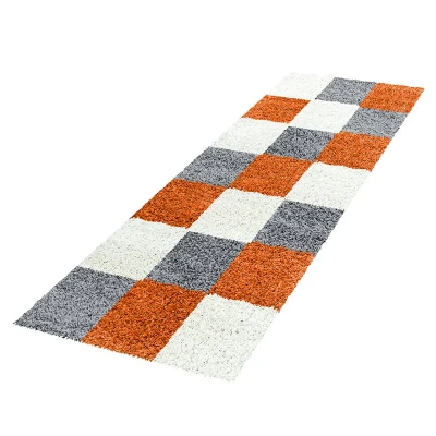 Afbeelding van Hoogpolige loper Cube Terracotta 80x250cm Adana Carpets