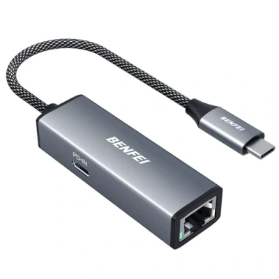 Afbeelding van BENFEI USB C naar Ethernet Gigabit adapter 100W PD, (Thunderbolt 3/4) RJ45 netwerk LAN 1 Gbps met voeding, compatibel iPhone 15 Pro/Max MacBook Pro/Air 2023 iPad Pro iMac
