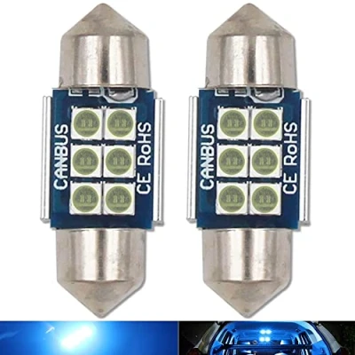 Afbeelding van HSUN 31MM Festoen LED lamp, 12V 14V 3021 3022 3175 6428 6430 DE3425 Canbus foutvrij met 6LED SMD3030 Chip voor Auto Interieur Dome Leeslamp en meer, 2 Pack, Ice Blue
