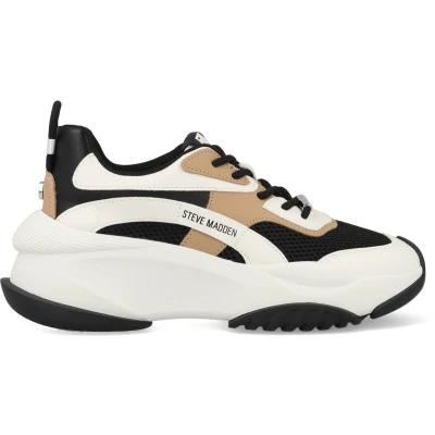 Afbeelding van Steve Madden Belissimo Sneakers laag, Dames, Maat: 41, Black/tan Imitatieleer/ textiel