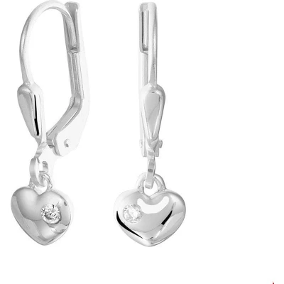 Afbeelding van Oorhangers Hart Zirkonia Zilver Gerhodineerd Glanzend 19 mm x 5.5