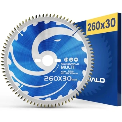 Afbeelding van FALKENWALD® Zaagblad van 260 x 30 mm (multi), cirkelzaagblad met 80 tanden hardmetaal voor hout, metaal, aluminium en kunststof, compatibel Makita HS0600, Bosch enz.