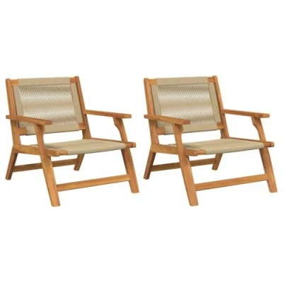 Afbeelding van vidaXL Beige Teak en Stof Regulier Duurzaam Buitenstoel Rechthoekig