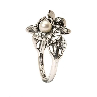 Afbeelding van Trollbeads Damesring Hawthorn met parel 925 zilver Gr. 57 (18.1) TAGRI 00227, zilver, Paarlemoer