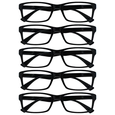 Afbeelding van The Reading Glasses Company Zwarte waarde 5 Pack Mens Womens Designer stijl lezers RRRRR92 1 +2.00