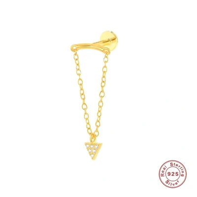 Afbeelding van Piercing 925 zilver hanger driehoekje 1.2x8 gold plated