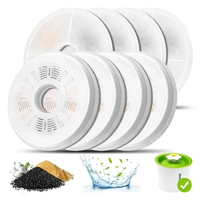Afbeelding van Filter voor drinkfontein katten, 8 stuks, drievoudige actiefilters compatibel met waterdispenser dieren, 3 l, vervangingswaterfilter actieve kool