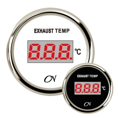 Afbeelding van CN uitlaattemperatuur meter digitaal met Chromen ring Wit of Zwart incl. gever