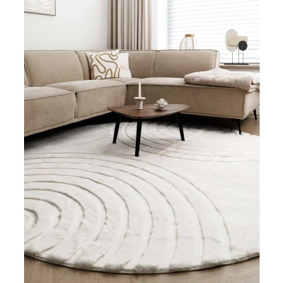Afbeelding van Fluffy Vloerkleed Rond Carvy Crème 200 Cm