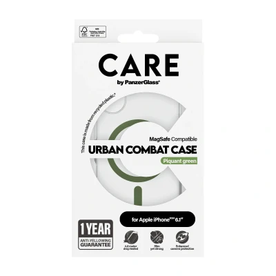 Afbeelding van Apple iPhone 16 MagSafe Hoesje Gerecycled kunststof PanzerGlass Hardcase/Backcover Groen Telefoonhoesje Shockproof/Valbescherming