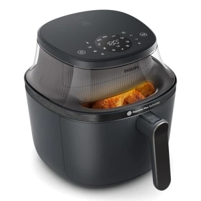 Afbeelding van Philips Airfryer 3000 Serie 6.2L 16 in 1 Airfryer, RapidAir Plus technologie, Kookvenster, Tot 90% Minder vet*, HomeID App, Snel en eenvoudig schoonmaken, Zwarte behuizing/Zwarte greep (NA330/00)