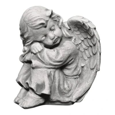 Afbeelding van gartendekoparadies.de Slapende engel grafgel, stenen figuur H. 24 cm, 6 kg, grijs, vorstbestendig van gegoten steen voor buiten