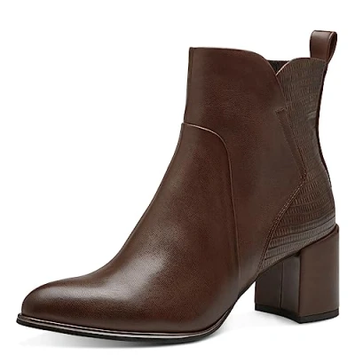 Afbeelding van Marco Tozzi Korte laarzen, Dames, Maat: 37, Cognac comb Textiel/ synthetisch