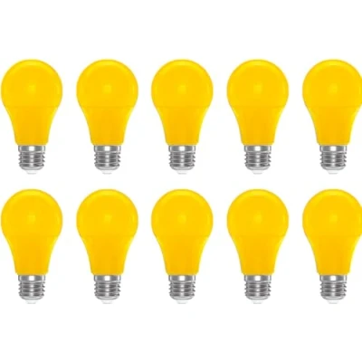 Afbeelding van ZFQ 3W E27 gekleurde gloeilampen, A60, 3 W, peervorm, geel, ledgloeilamp, 250 lumen, voor buiten, feesten, podia, interieurdecoraties, verpakking van 10 stuks