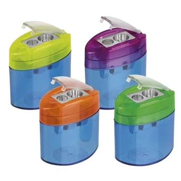 Afbeelding van M+r Potloodslijper Neo Light, 2 gaats, Met Reservoir, Doos 10 Stuks In Geassorteerde Kleuren Slijper