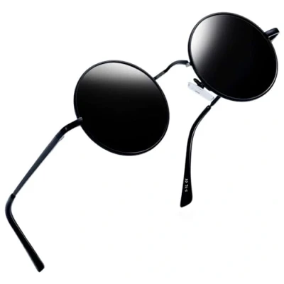 Afbeelding van Joopin Ronde Zonnebril Heren Dames Gepolariseerde UV Bescherming Vintage Metalen Frame Hippie Zonnebrillen Mannen Vrouwen (Zwart Lens)