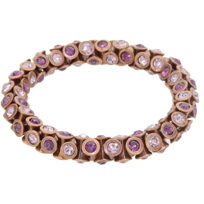Afbeelding van Behave armband rosé kleur elastische paarse stenen
