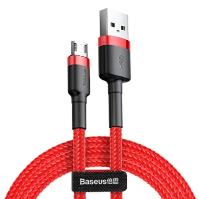 Afbeelding van Baseus Cafule Series Micro USB Gevlochten Kabel 2m Rood/Zwart